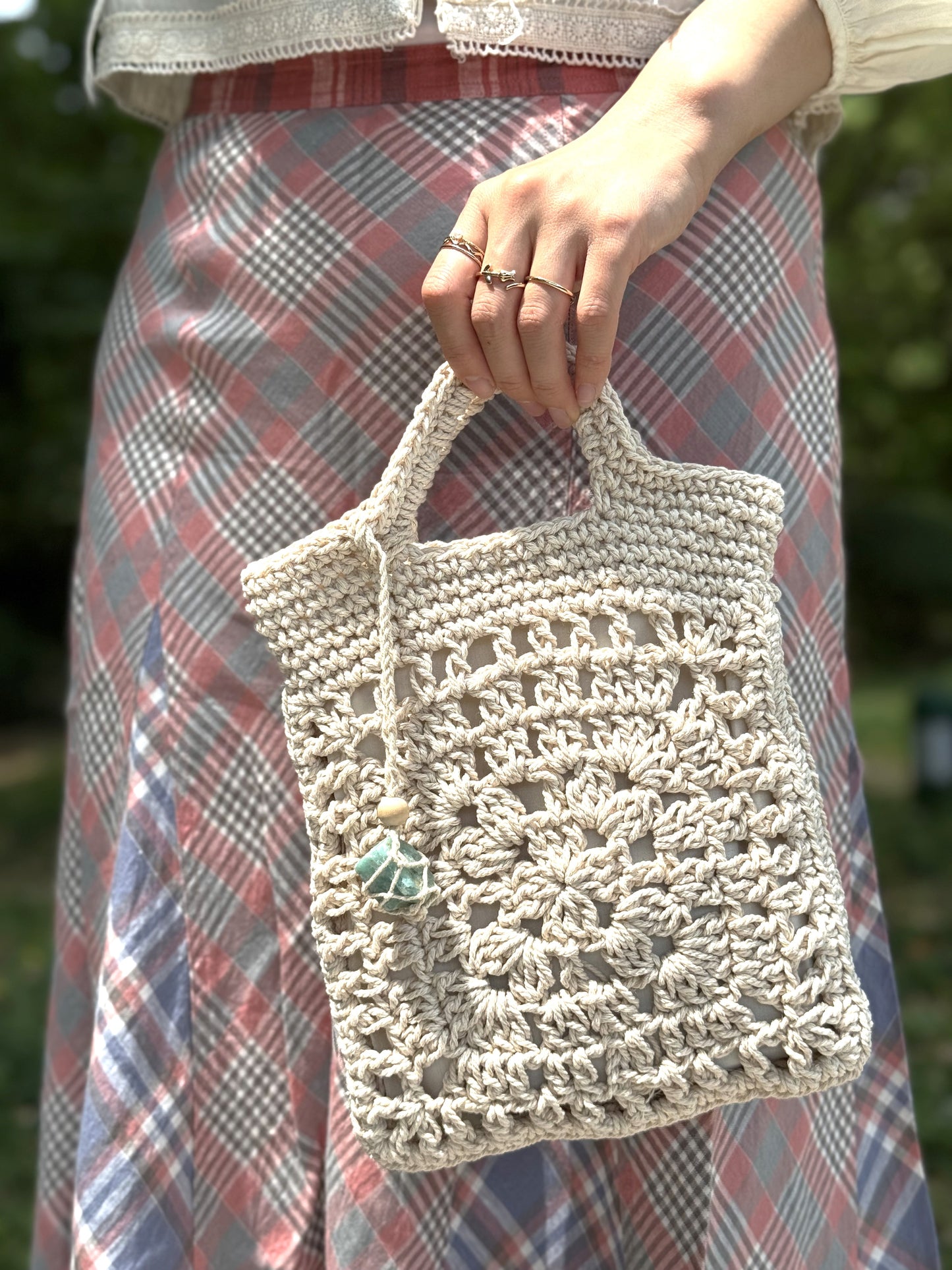 Handmade Boho style mini tote handbag