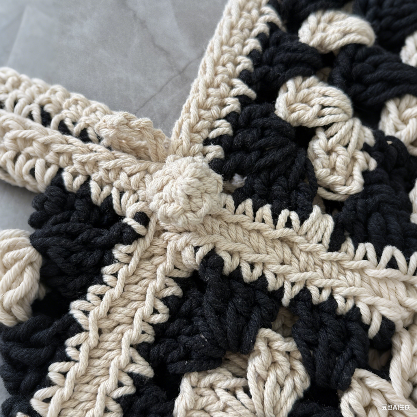 Hand-Crocheted Geometric Shoulder Bag