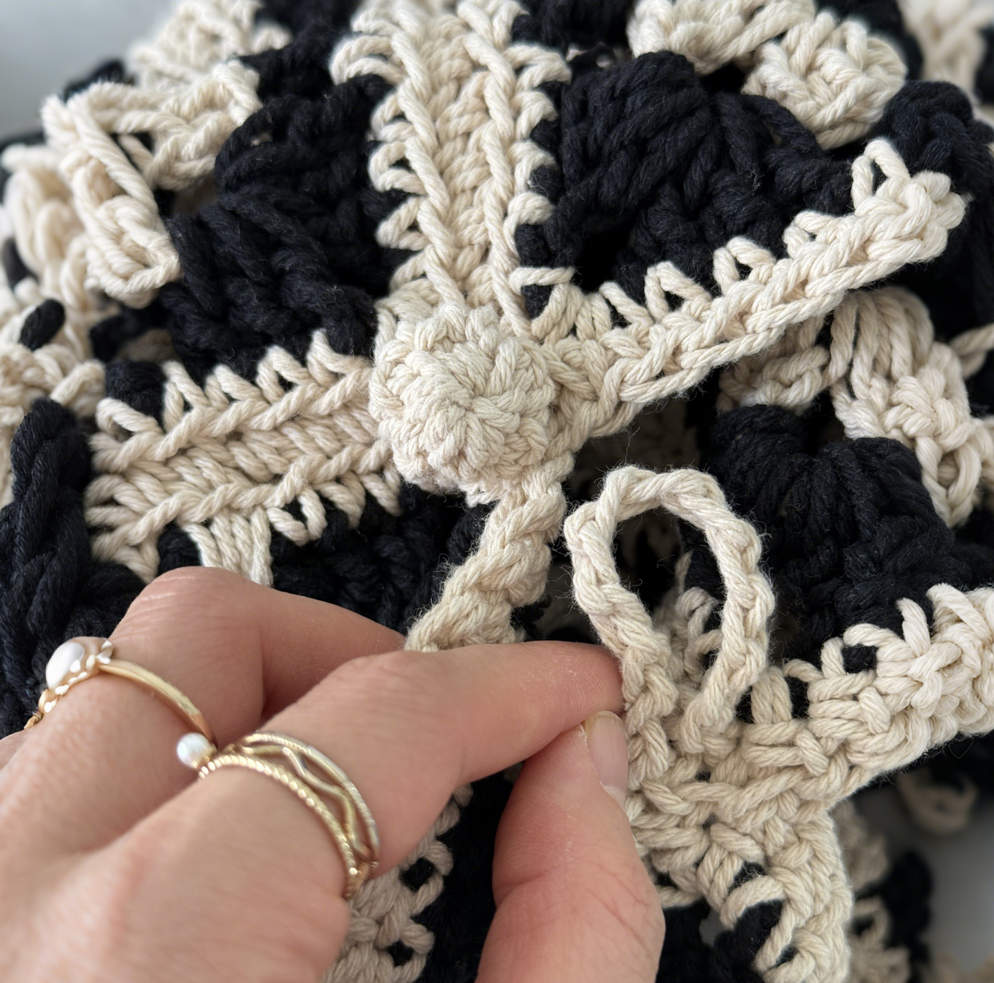 Hand-Crocheted Geometric Shoulder Bag