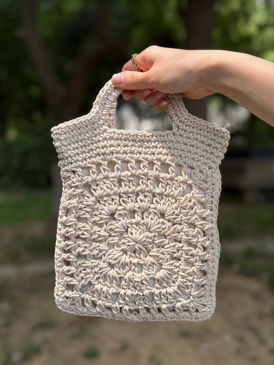 Handmade Boho style mini tote handbag