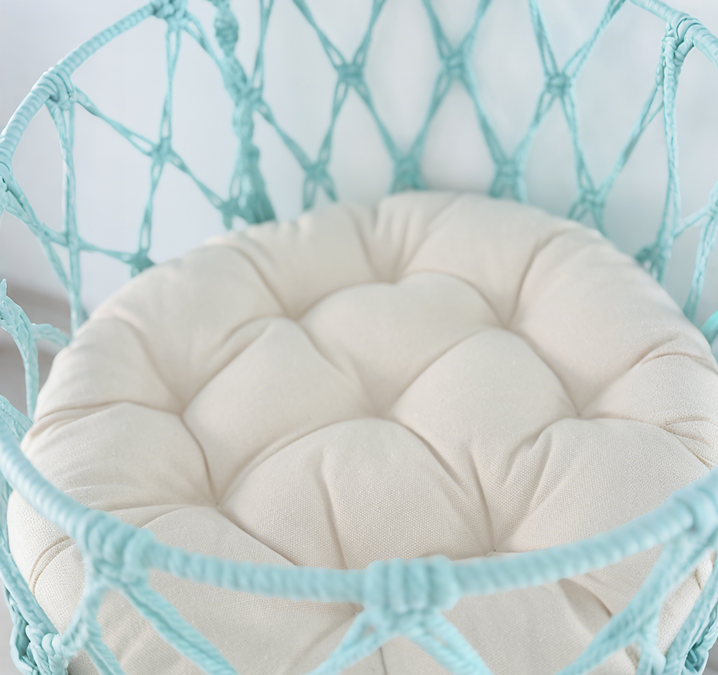 Handmade Macramé Cat Hammock, Baby Blue Hanging Cat Bed, Boho Cat Furniture, Cotton Rope Cat Swing for Indoor Cats