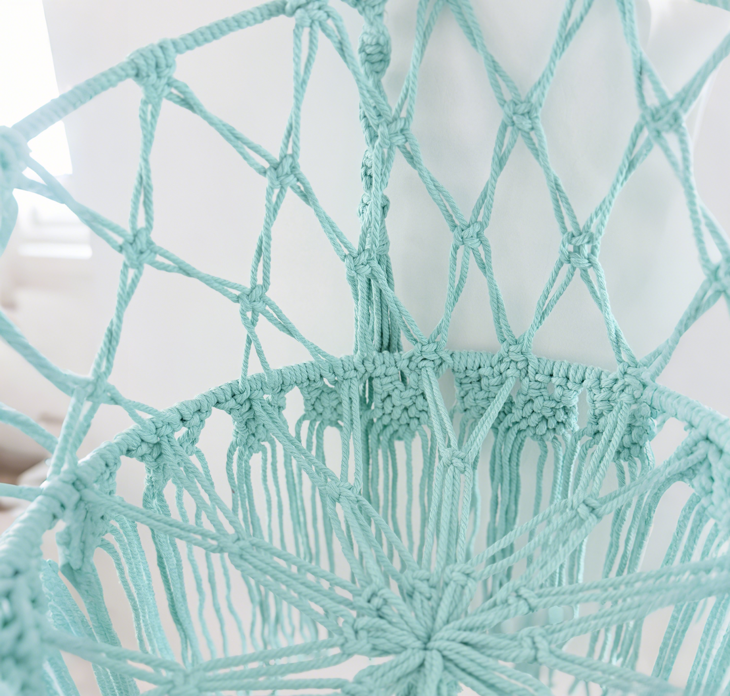 Handmade Macramé Cat Hammock, Baby Blue Hanging Cat Bed, Boho Cat Furniture, Cotton Rope Cat Swing for Indoor Cats