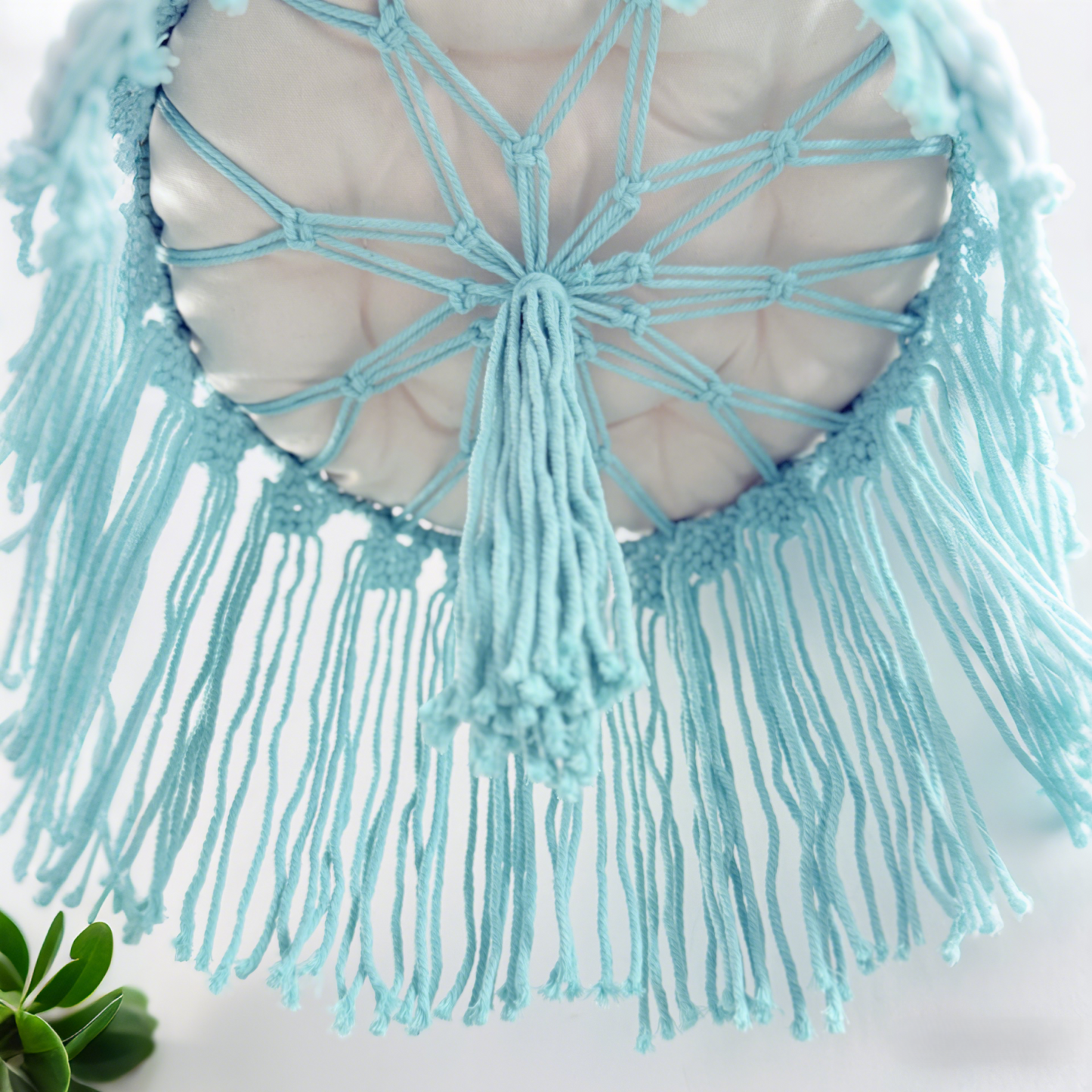 Handmade Macramé Cat Hammock, Baby Blue Hanging Cat Bed, Boho Cat Furniture, Cotton Rope Cat Swing for Indoor Cats