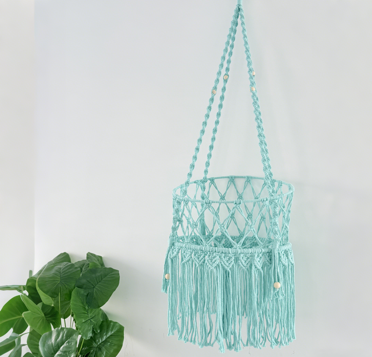 Handmade Macramé Cat Hammock, Baby Blue Hanging Cat Bed, Boho Cat Furniture, Cotton Rope Cat Swing for Indoor Cats