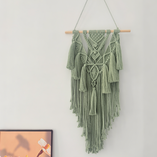 Breeze in Green - Macrame Wall Hanging  Boho Wall Decor Tapestry